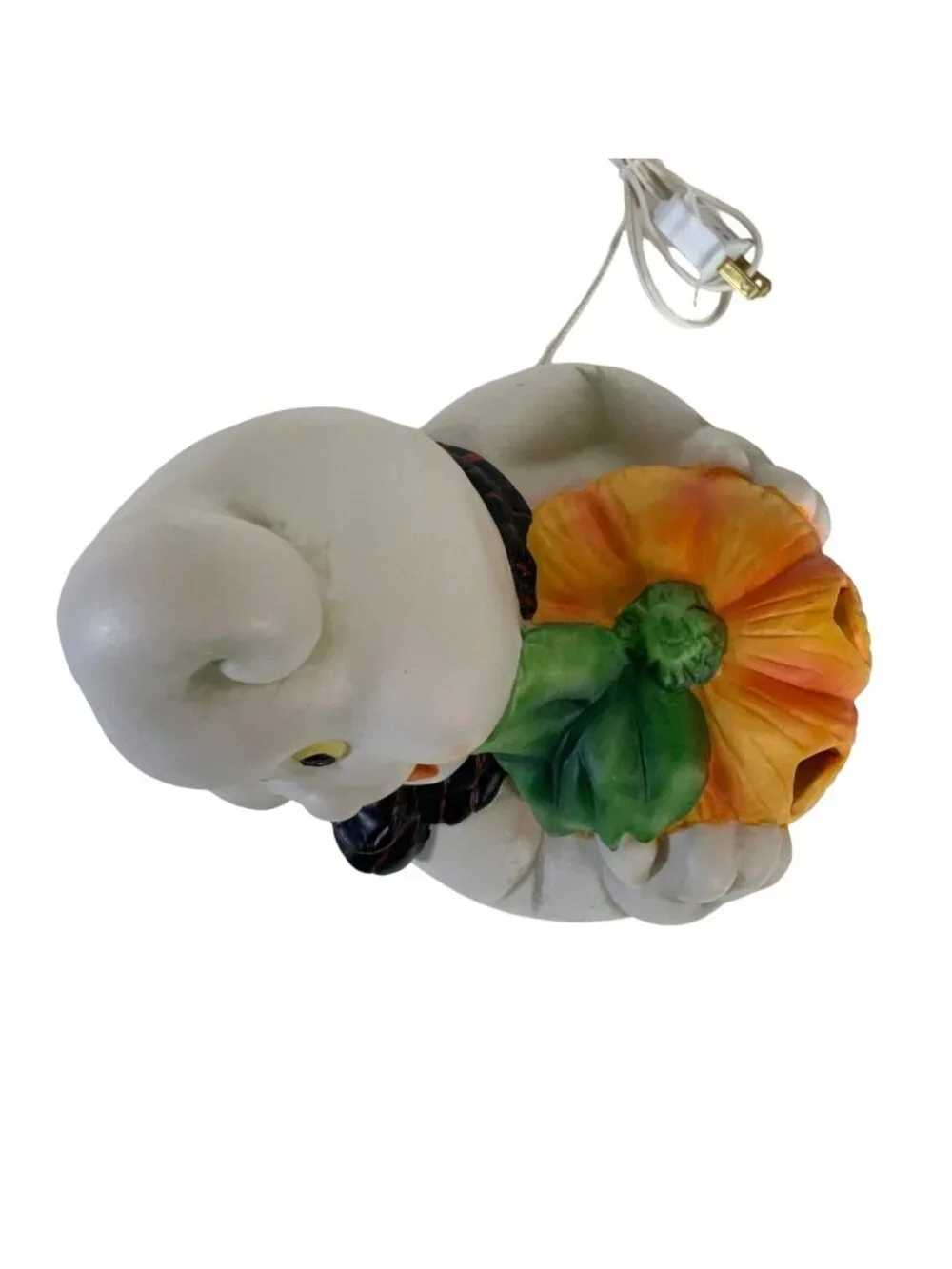 Vintage Halloween Ghost Night Light Spooky Boo Pumpkin Ceramic Lamp Kitsch 90s